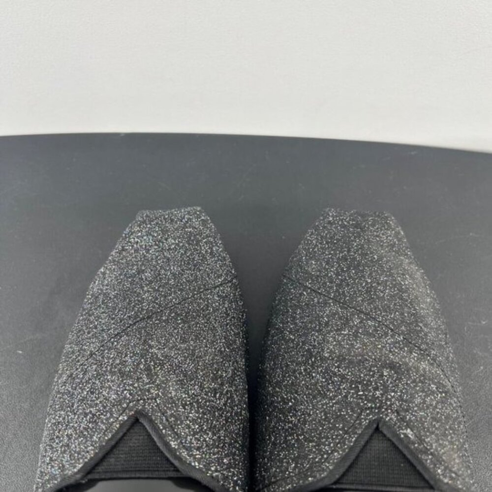 Toms Belmont Canvas Slip On Sneakers Shoes Size 8.5 Black Iridescent Glimmer - Picture 7 of 12